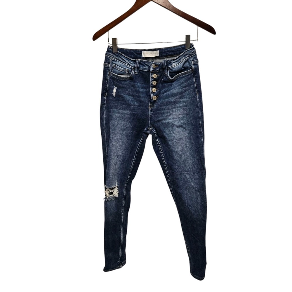 VERVET Jeans Blue Denim Stretch Distressed Skinny Leg Button Fly‎ SIZE 28